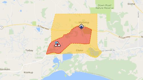 Emergency warning downgraded for bushfire in Marbelup, Western Australia