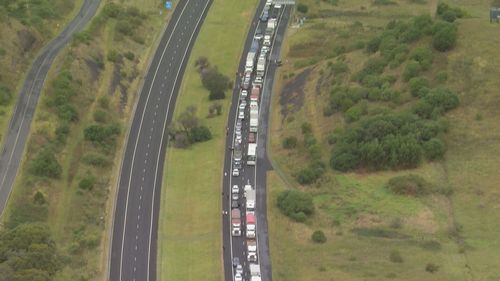 Truck and car crash at Menangle Park in Sydney.