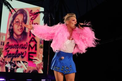 P!NK performs on stage during the P!NK Summer Carnival 2023 Tour Opening Night at the University of Bolton Stadium on June 07, 2023 in Bolton, England. 