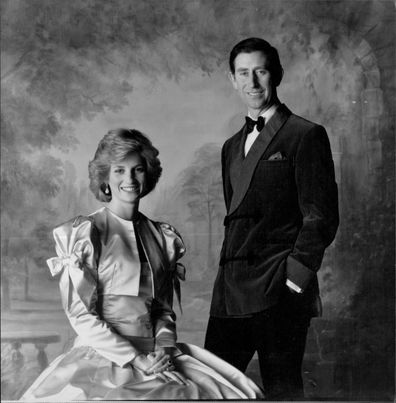 Charles and Diana pose for an official portrait by Snowdon at Kensington Palace in London. 