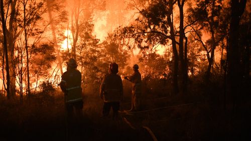 RFS officers managed to spare more than 500 homes and buildings from being damaged by the inferno, which burned right up to within metres of properties. Picture: 9NEWS.