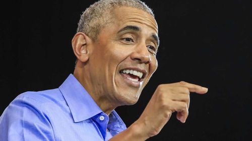 Barack Obama speaks at a rally in Milwaukee, Wisconsin.