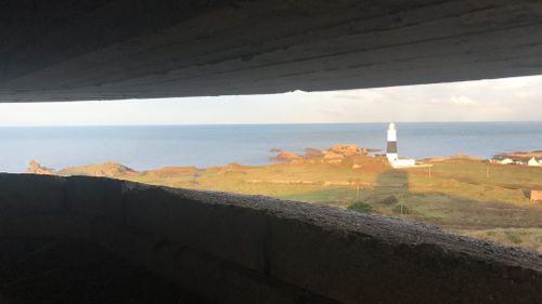 View from inside an SS lookout on the island. (9NEWS/Seb Costello)