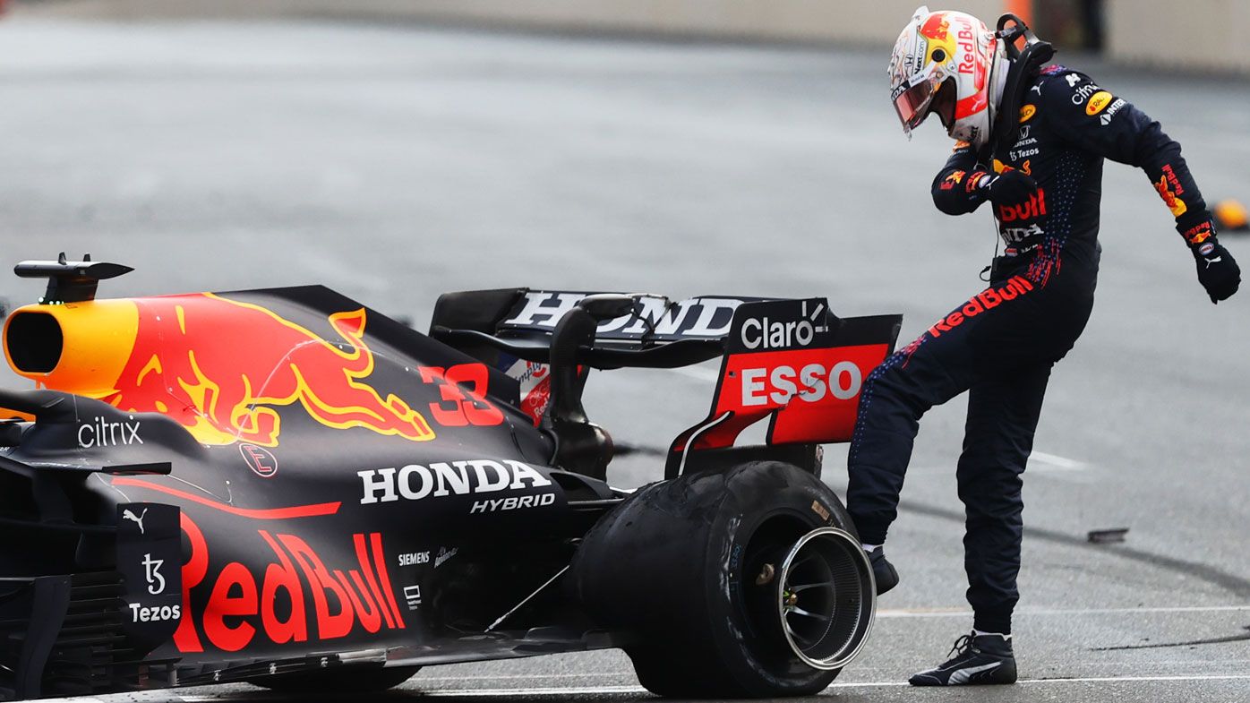 Max Verstappen bombs out of the Baku GP.