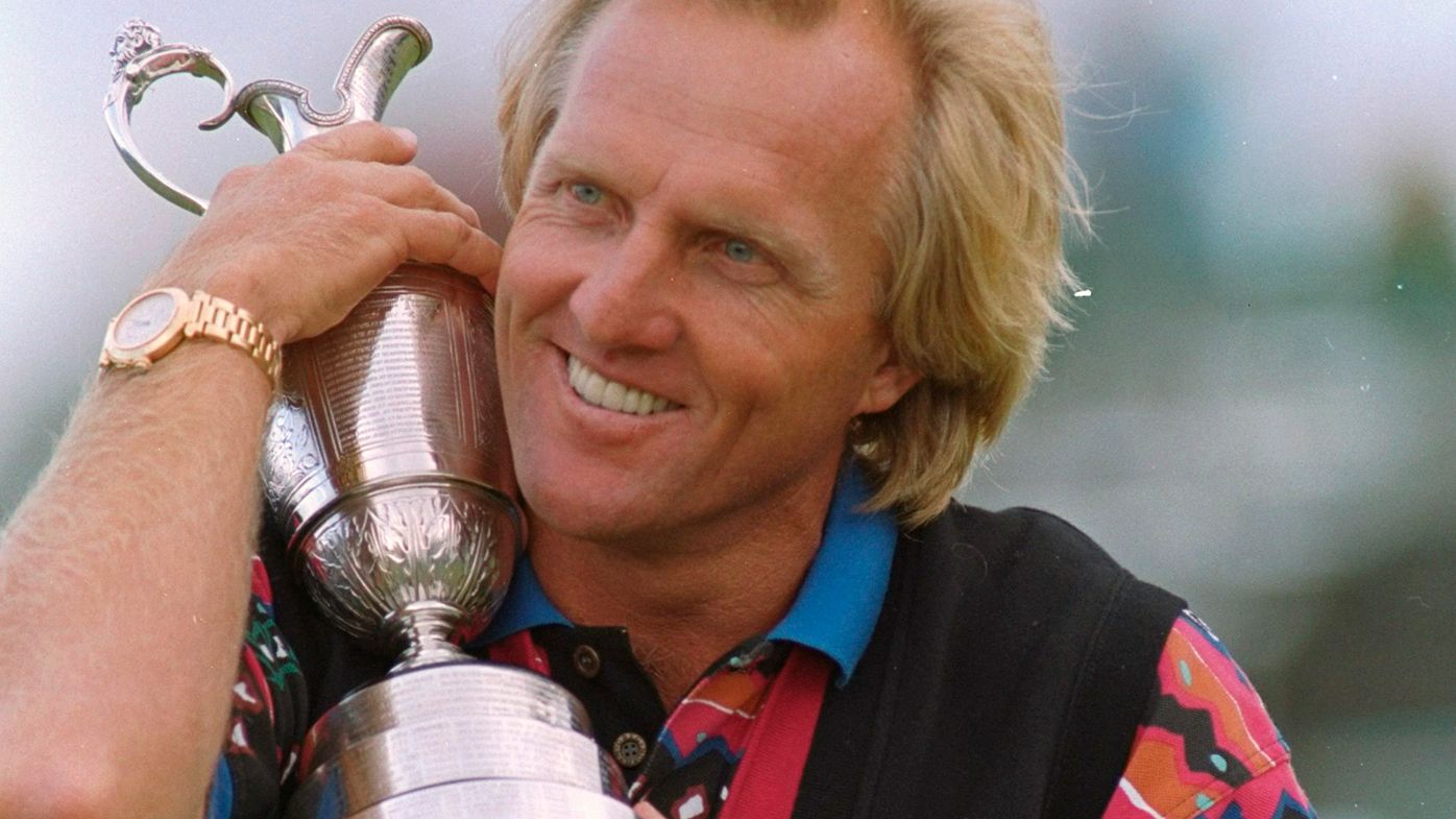Greg Norman hugs the Claret Jug after winning the Open Championship at Royal St. Georges in 1993.
