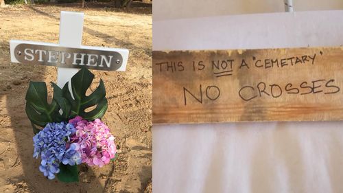 The for cross 12-year-old Stephen and the message that was left in its place.