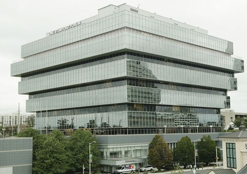 Cars pass Purdue Pharma headquarters in Stamford, Connecticut.