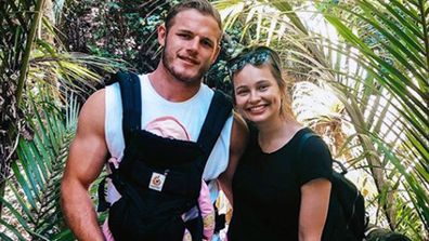 Tom Burgess, Tahlia Giumelli and their daughter Sophie