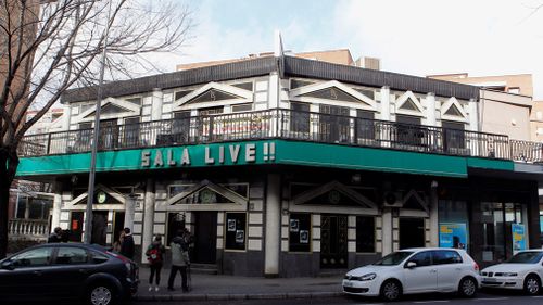 View of the disco bar 'La Suegra' where 26 people were injured when the ceiling of the nightclub collapsed on the second floor in Madrid, Spain. (AAP)