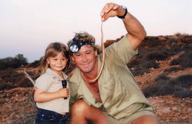 Bindi Irwin poses with late father Steve Irwin in a throwback photo.