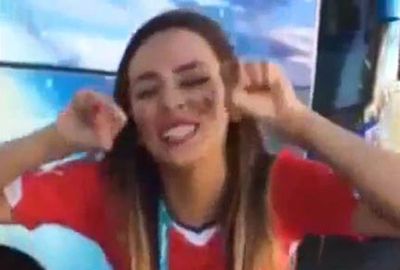 <b>A Chilean reporter has revealed her true colours during the country’s match against Brazil in the World Cup.</b> <br/><br/>Jhendelyn Núñez flashed the world her patriotic bra after Chile striker Alexis Sanchez scored against the home nation.<br/><br/>However, the strip tease quickly finished as Chile were knocked out of the tournament on penalties.<br/><br/>Núñez’s isn’t the only Chilean fan to make headlines during the Cup; watch as they show why they have earned the tag of the craziest supporters.<br/>