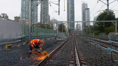 A rail line being cut on Sydney's north shore.