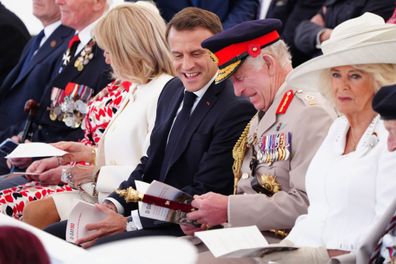 King Charles III and Queen Camilla with French President Emmanuel Macron