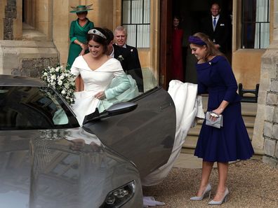 Princess Beatrice as maid of honour at Princess Eugenie's wedding.