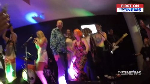 Neale Daniher jumped on stage for a rendition of "Mr Brightside".