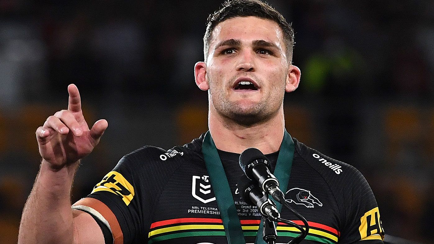  Nathan Cleary of the Panthers is awarded the Clive Churchill Medal 