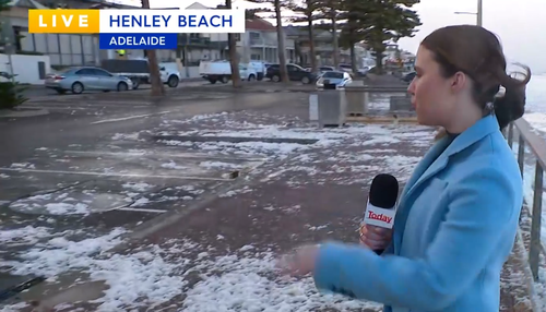 Sea foam at Henley Beach in Adelaide