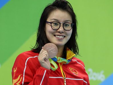 Fu Yuanhui on Day 3 of the Rio 2016 Olympic Games at the Olympic Aquatics Stadium on August 8, 2016 in Rio de Janeiro, Brazil.