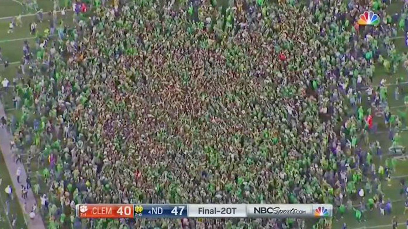 Fans storm the field after Clemson pulls off upset of Notre Dame