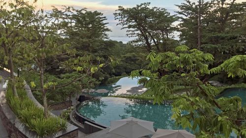 A view from the Capella Singapore, a luxury hotel on the Singaporean resort island of Sentosa. Picture: Kyodo/AP Images