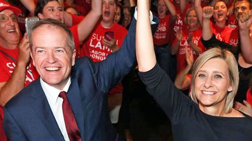 Bill Shorten pictured in Longman last night.