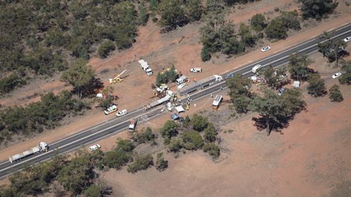 Two prime movers were among the vehicles involved. (Supplied)