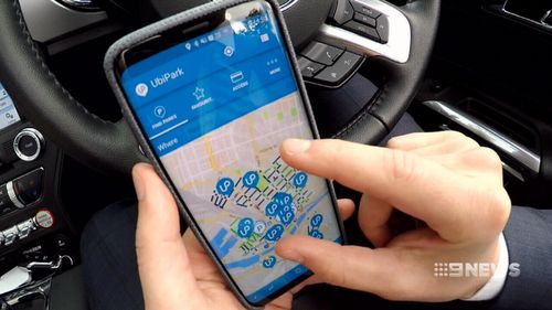 UbiPark uses the more than 4000 parking sensors throughout Melbourne's CBD to identify free car spaces. Picture: 9NEWS