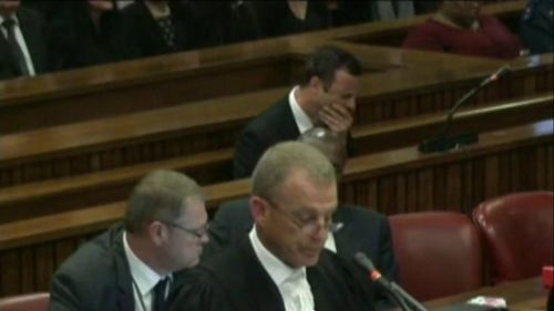 Oscar Pistorius was seen yawning as the prosecution delivered its final comments. 