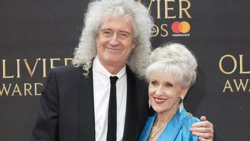 Queen guitarist Brian May and Anita Dobson. (AAP)