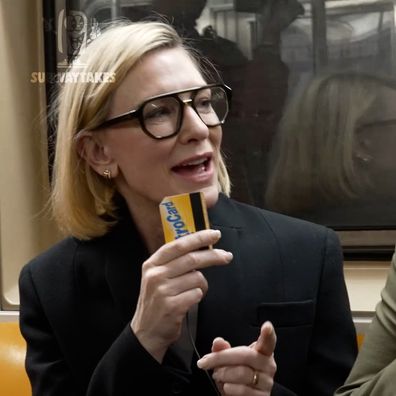 Cate Blanchett expresses her disdain for leaf blowers in interview with Subway Takes.,