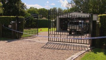 A gardener has been taken into custody after a man was found dead and a woman was found with serious injuries at a home north of Brisbane. Officers were met with a &quot;confronting&quot; scene when the pair in their 70s were found with serious head injuries at a Burpengary East home this morning, Detective Inspector David Harbison said.