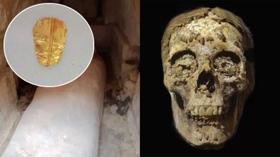 Archaeologists found a tomb with a mummy and gold tongue plate
