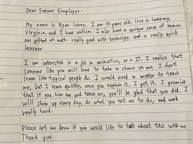 Lowry's handwritten note that went viral.