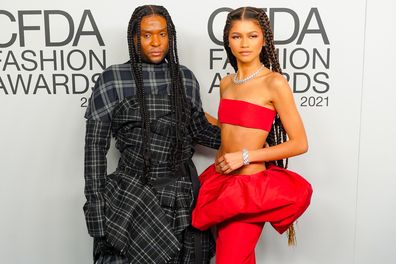 NEW YORK, NEW YORK - NOVEMBER 10: Law Roach and Zendaya attend the 2021 CFDA Fashion Awards at The Grill & The Pool Restaurants on November 10, 2021 in New York City. (Photo by Sean Zanni/Patrick McMullan via Getty Images)