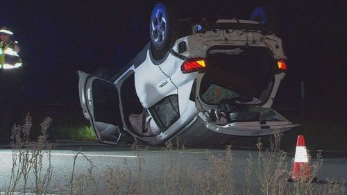 Police said the crash was so severe it caused the Hyundai to flip and land on its roof.