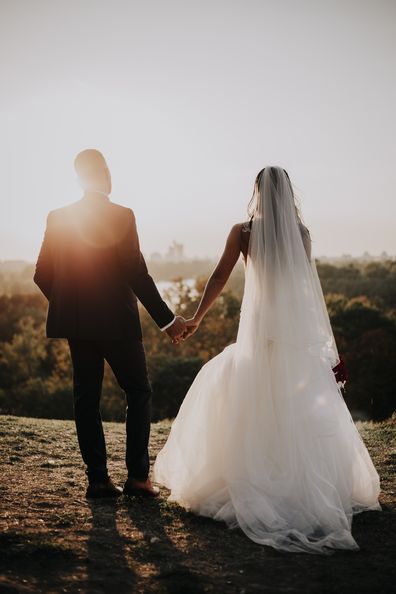 Young bride and groom