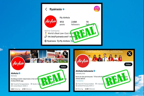 AirAsia sahte sosyal medya sayfaları