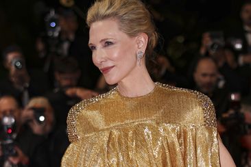 Cate Blanchett poses for photographers upon arrival at the premiere of the film &#x27;Rumours&#x27; at the 77th international film festival, Cannes, southern France, Saturday, May 18, 2024. (Photo by Vianney Le Caer/Invision/AP)
