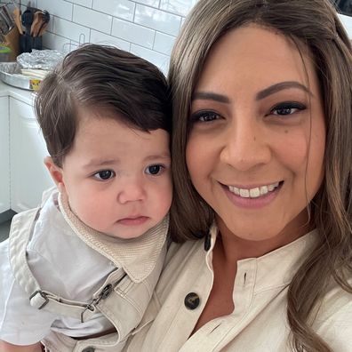 Lana Mubaslat with her youngest son Destan. 