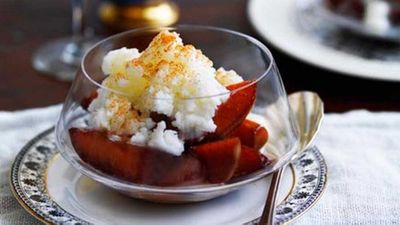 Recipe:&nbsp;<a href="https://kitchen.nine.com.au/2016/05/16/11/52/leche-merengada-with-spiced-plums" target="_top">Leche merengada with spiced plums</a>