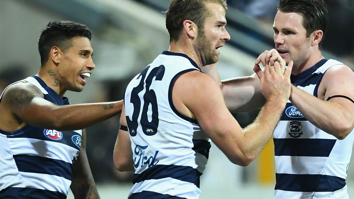 Geelong trounces toothless Giants in battle of the contenders