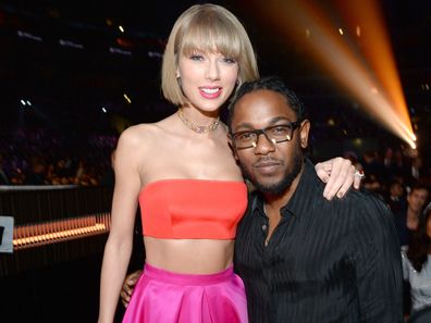 Taylor Swift dan Kendrick Lamar menghadiri Grammy Awards ke -58 di Staples Center pada 15 Februari 2016 di Los Angeles, California.