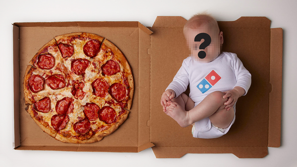 Domino&#x27;s pizza box with baby