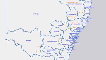 Map of all New South Wales electorates.