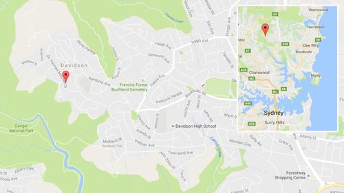 Location of the crime scene in Davidson, Sydney. Source: Google Maps / 9News