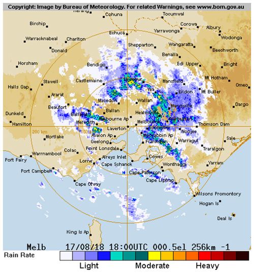 The Bureau of Meteorology forecasts Melbourne will feel the "full brunt" of the front, moving from the southwest from late last night through to tomorrow, with gusts up to 100km/h, showers and possible hail and thunder.