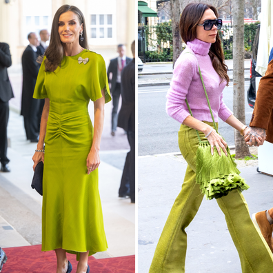 Victoria Beckham and Queen Letizia wear chartreuse.