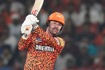 Sunrisers Hyderabad&#x27;s Travis Head plays a shot during the Indian Premier League cricket match between Sunrisers Hyderabad and Lucknow Super Giants in Hyderabad, India, Wednesday, May 8, 2024. (AP Photo/Mahesh Kumar A.)