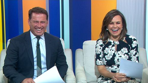 Wilkinson and Stefanovic sharing a laugh on the TODAY Show yesterday before the shock announcement. (9NEWS)