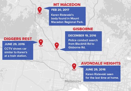 A timeline of events in the Ristevski case. 